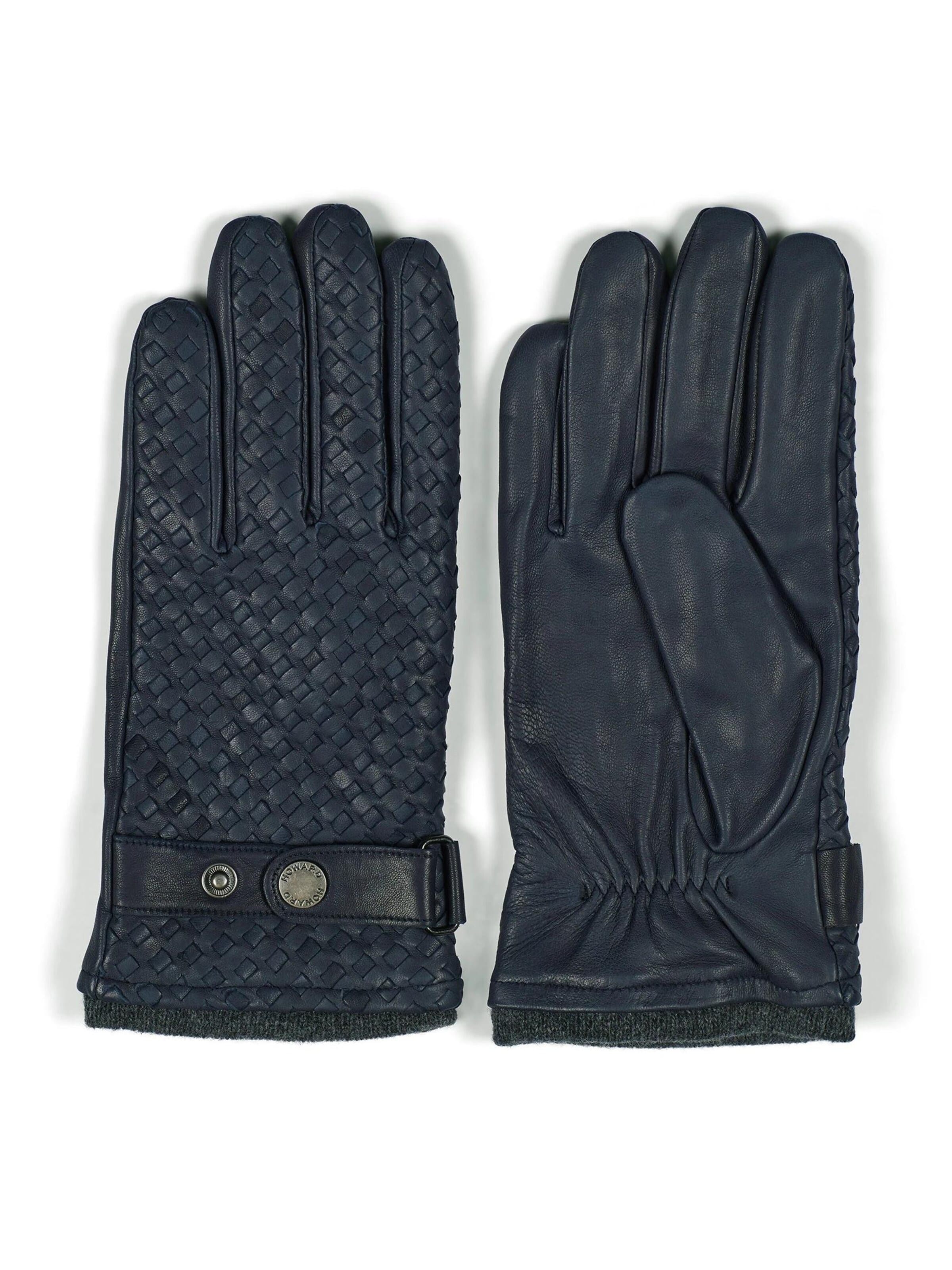 Howard London Fingerhandsker 'Leather Braided Gloves Axel Navy' i blå: forside