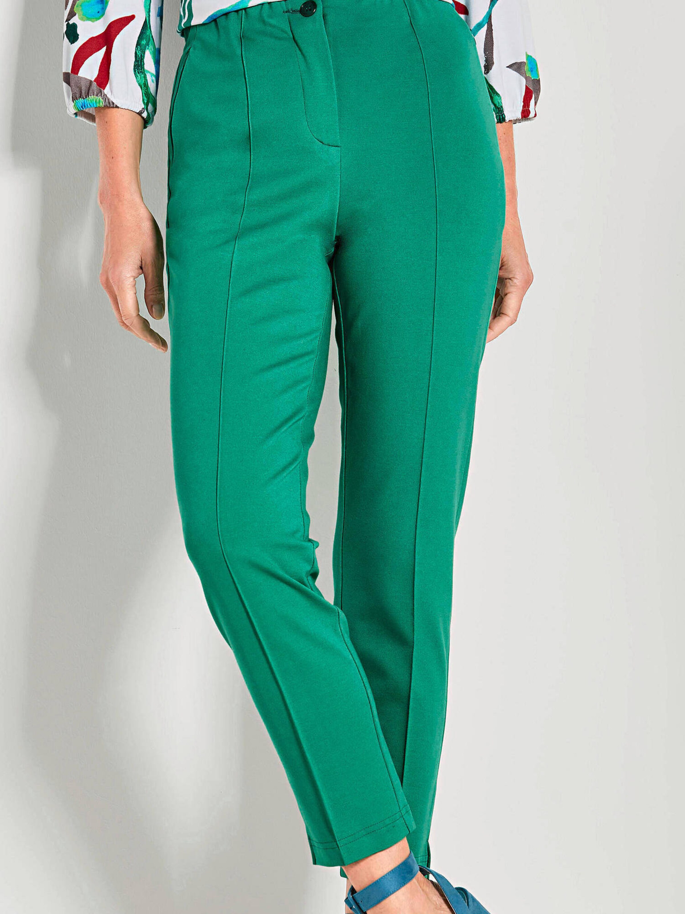 Coupe slim Pantalon à plis 'LOUISA' Goldner en vert