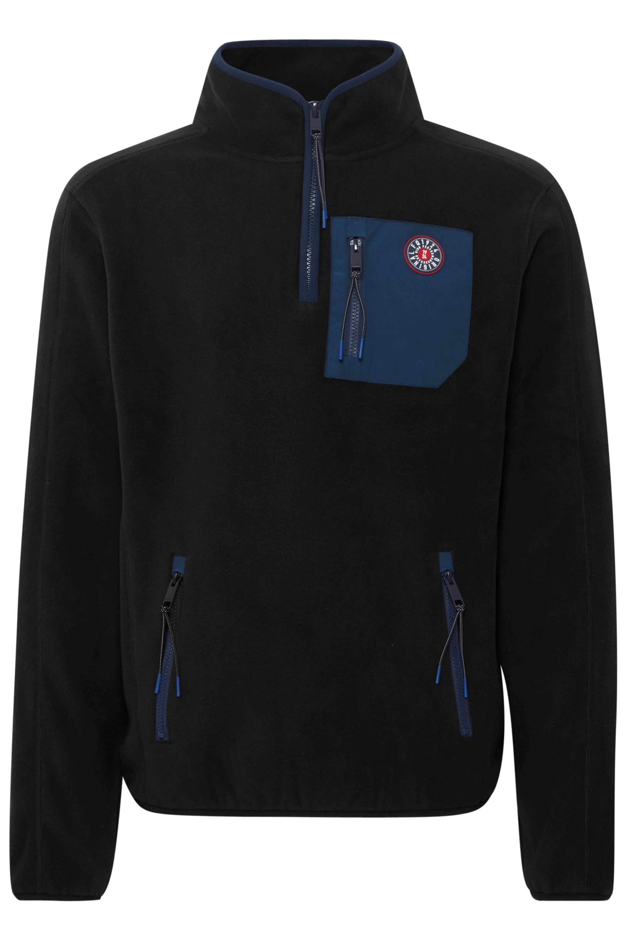 FQ1924 Fleece jas 'Lucas' in Zwart: voorkant