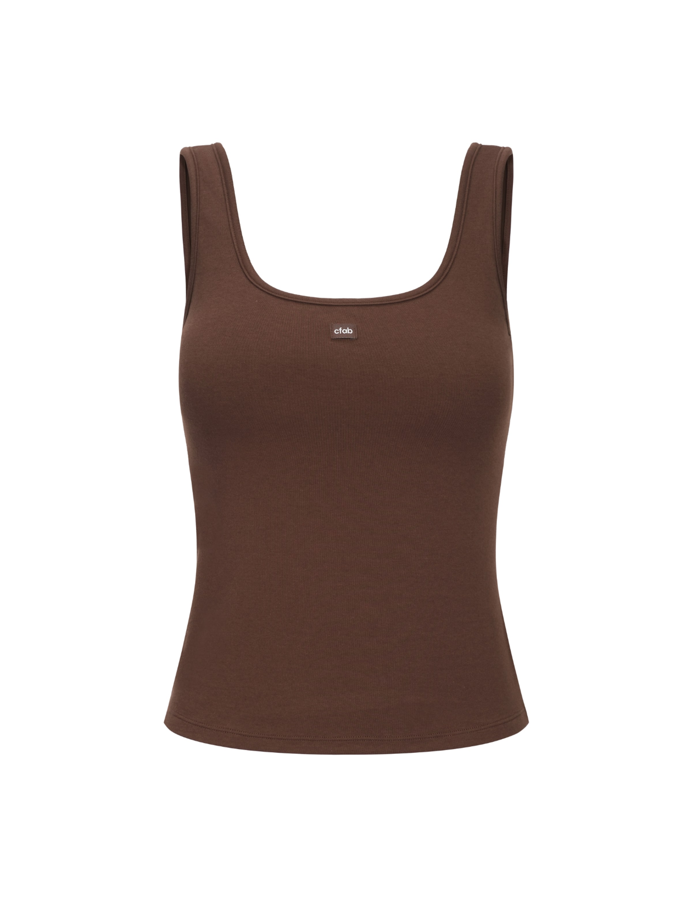 cfab (formerly creamy fabrics) Top 'Cotton Tank with Built-In Wireless Bra'‌‌‌‌‌‌‌‌‌‌ in Braun: Vorderseite