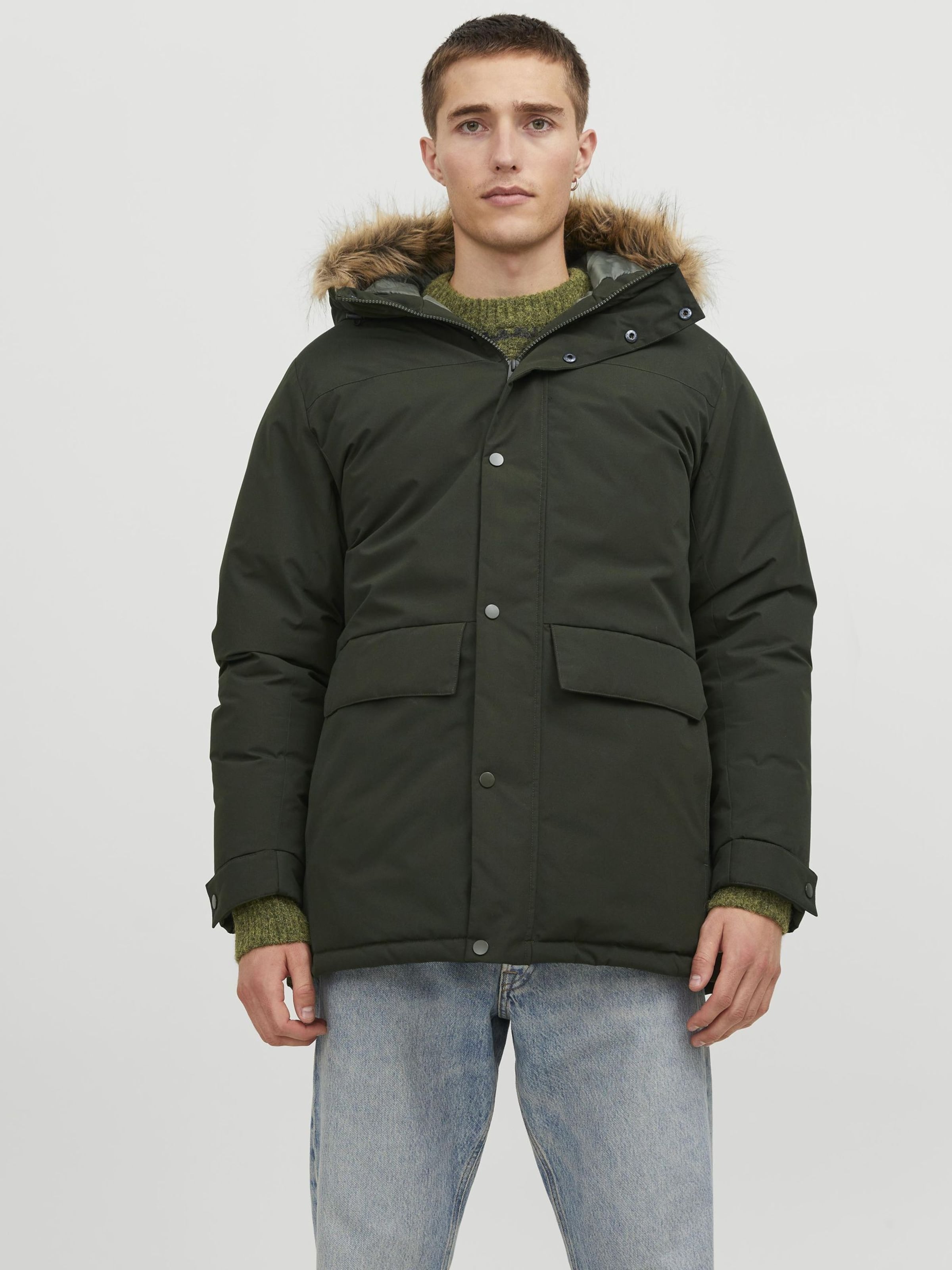 JACK JONES Winter Parka Champ in Dark Green ABOUT YOU