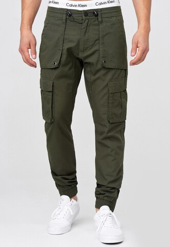 Regular Pantalon cargo 'Leonard' INDICODE JEANS en vert : devant