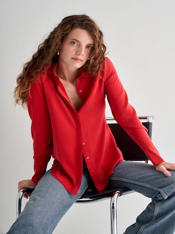 SILK & CASHMERE Shirt in Rood