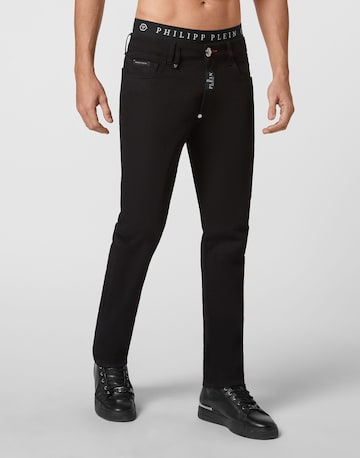 Philipp Plein - Regular Calças de ganga em preto: frente