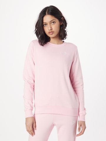 Sweat-shirt 'Club Fleece' Nike Sportswear en rose : devant