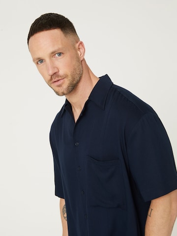 DAN FOX APPAREL Regular fit Button Up Shirt 'Enes' in Blue