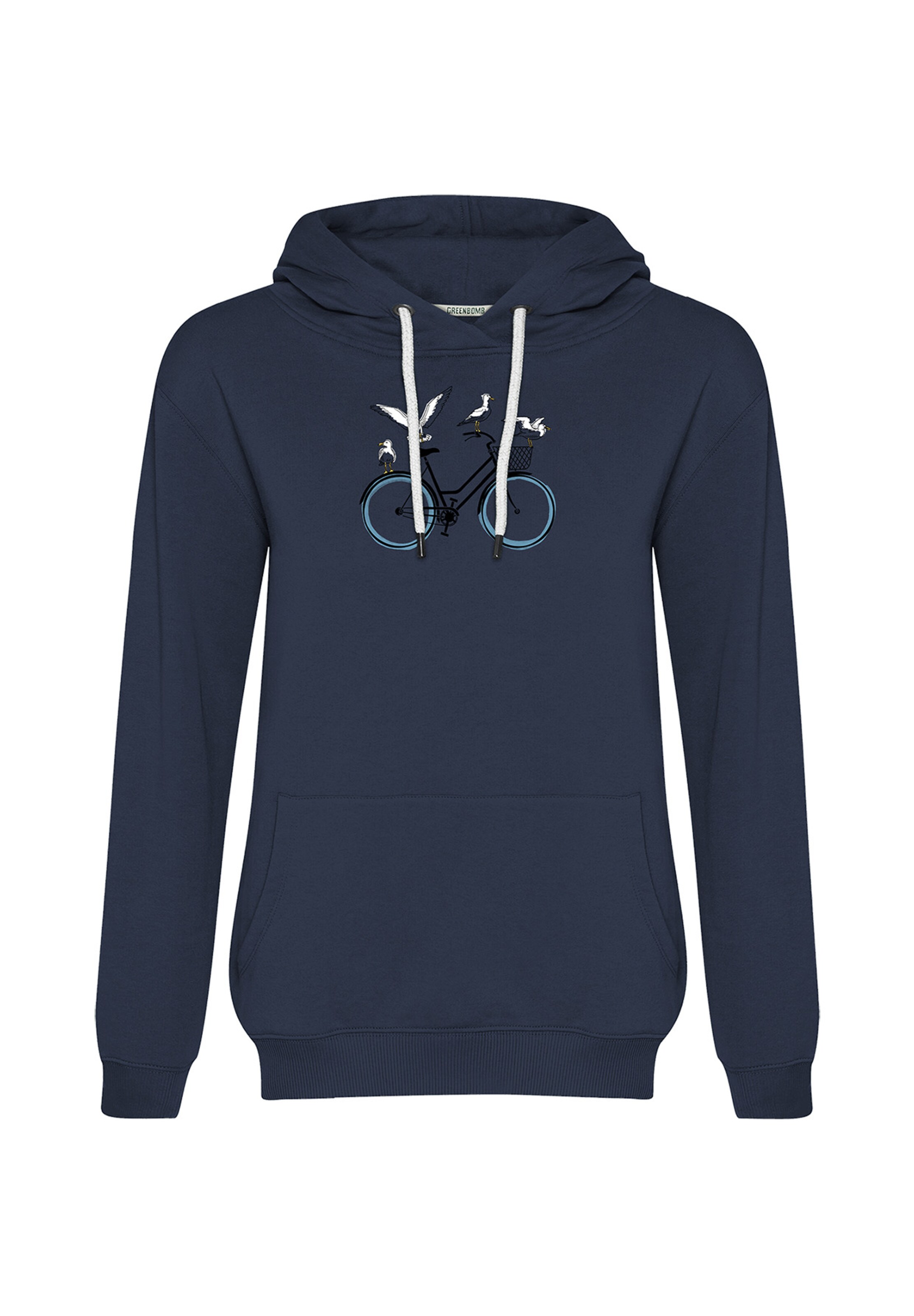 GREENBOMB Sweatshirt 'Bike Seagulls' in Blue: front