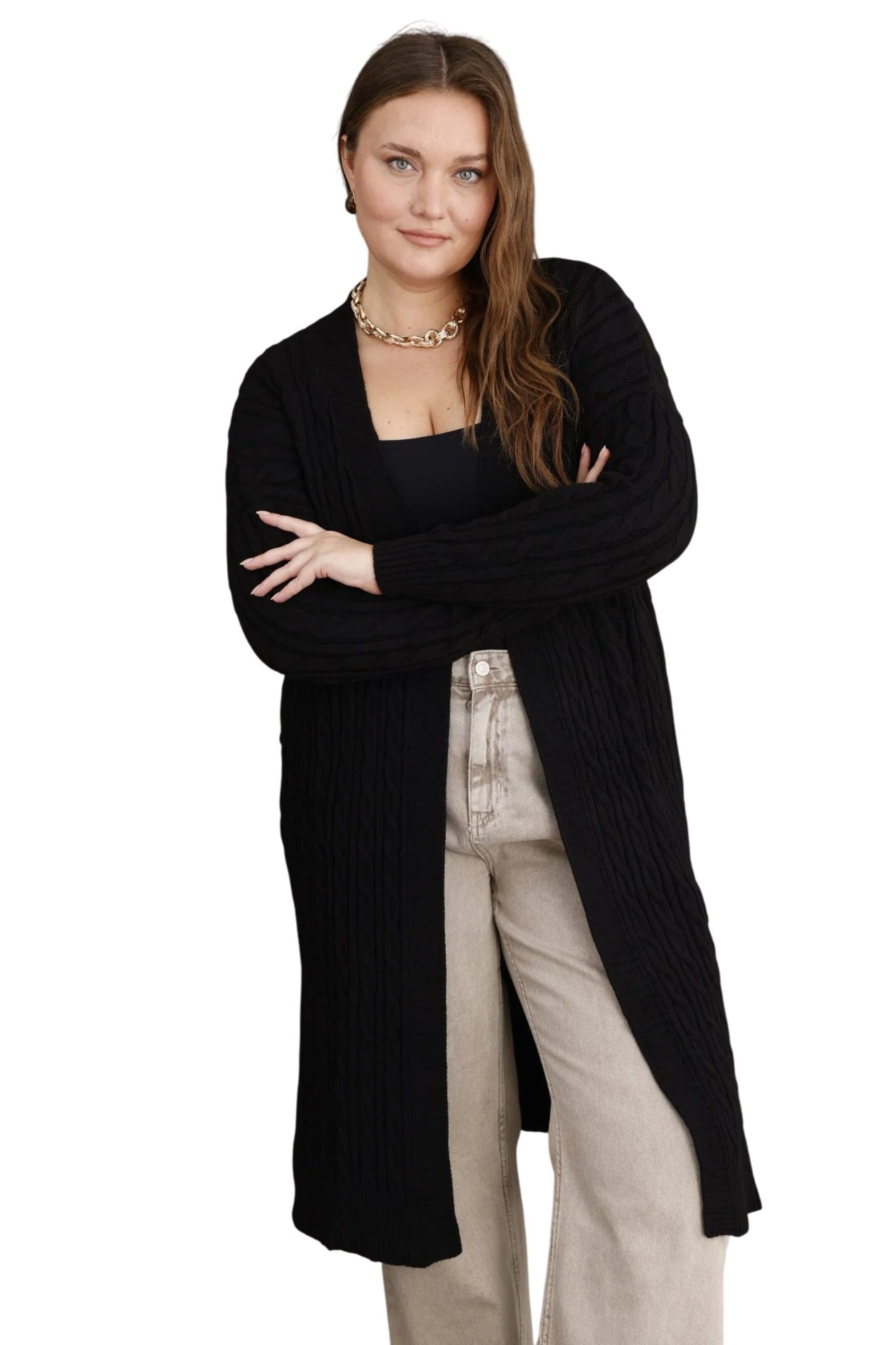 Shape Of You Strickjacke in Schwarz: Vorderseite