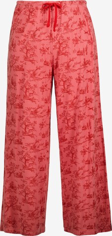 Ulla Popken Wide leg Pyjamabroek in Roze: voorkant