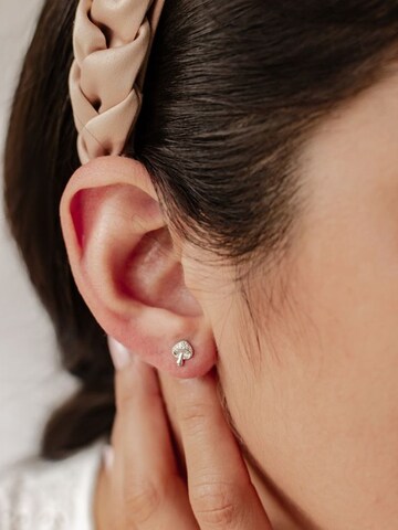 Hey Happiness - Pendientes 'Lucky Mushroom' en plata