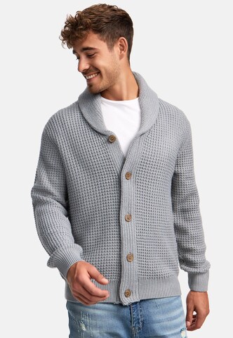 INDICODE JEANS Knit cardigan ' Brandox ' in Grey: front