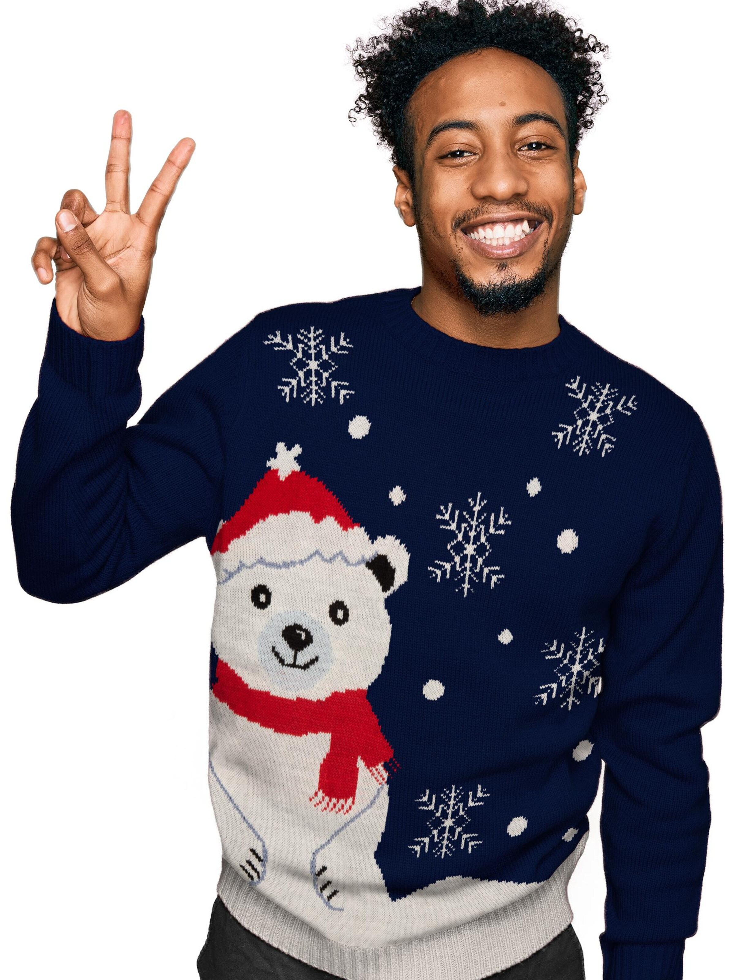 United Labels Sweater 'Weihnachtspullover  Eisbär' in Blue: front