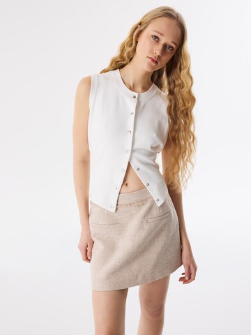 Twist Knit cardigan in White: front