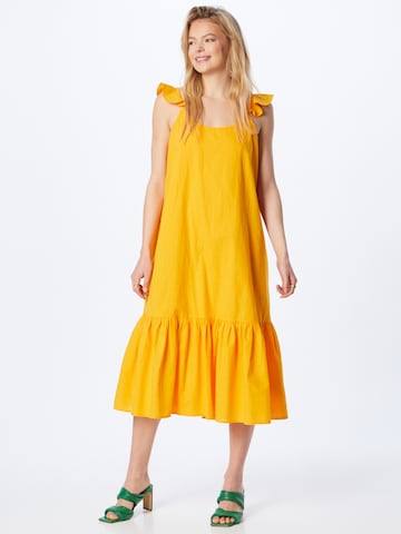 ICHI فستان صيفي بلون أصفر