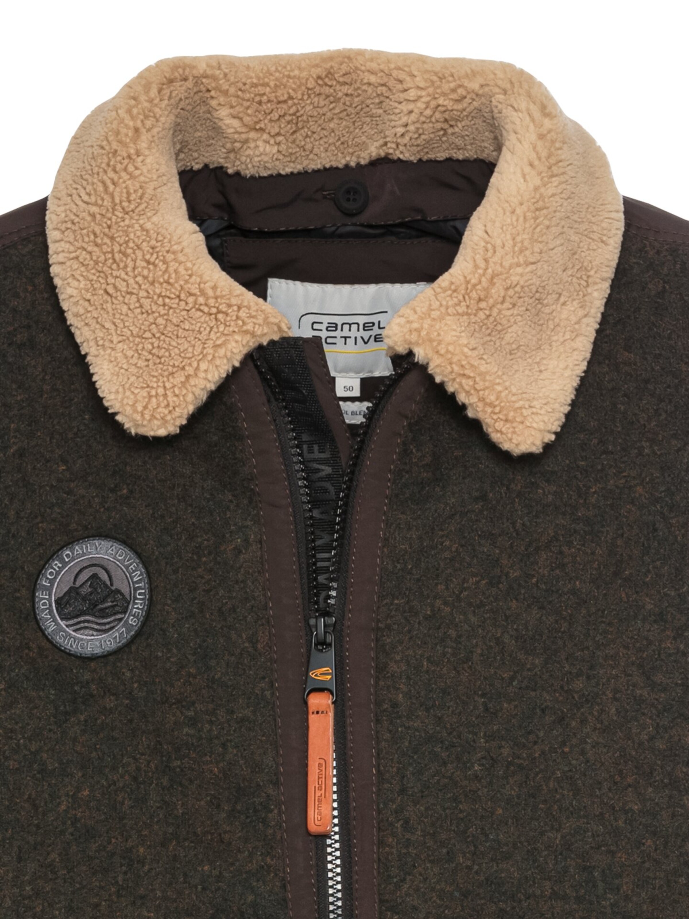 CAMEL ACTIVE Bomberjacke mit abnehmbarem Kragen aus Teddyfell in Braun