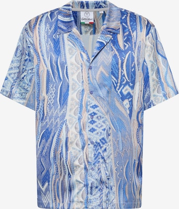 Carlo Colucci Comfort fit Button Up Shirt in Blue: front