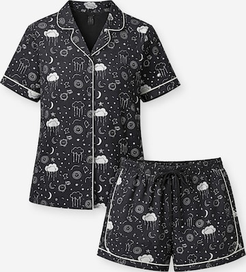 LEAFLETIC - Pijama de pantalón corto 'Leafletic Women’s Printed Night Wear Short Set' en negro: frente