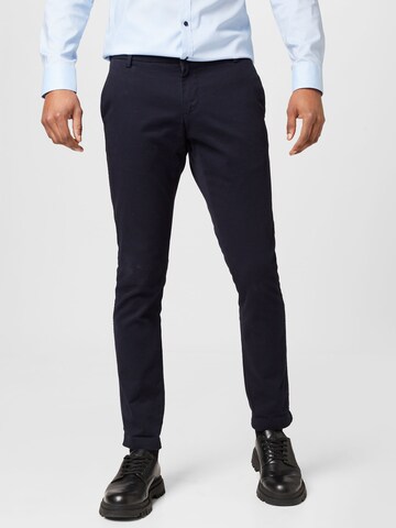 Coupe slim Pantalon 'Andrik' Bruun & Stengade en bleu : devant