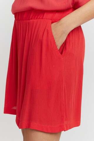 ICHI Wide leg Broek 'MARRAKECH' in Rood