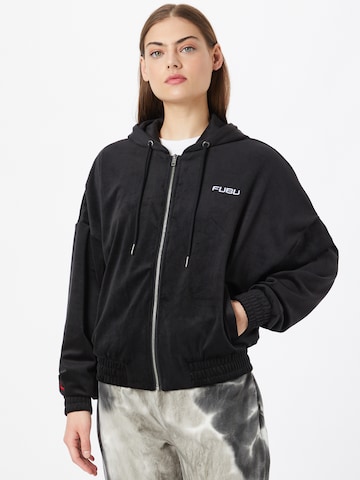 FUBU Zip-Up Hoodie 'Corporate' in Black: front