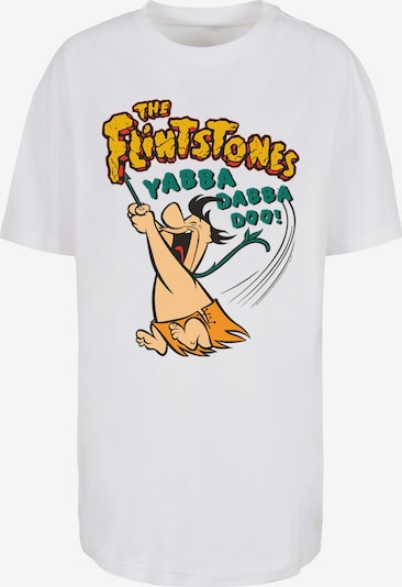 F4NT4STIC T-shirt oversize 'Familie Feuerstein Fred Yabba Dabba Doo' en sable / jaune / vert foncé / blanc, Vue avec produit
