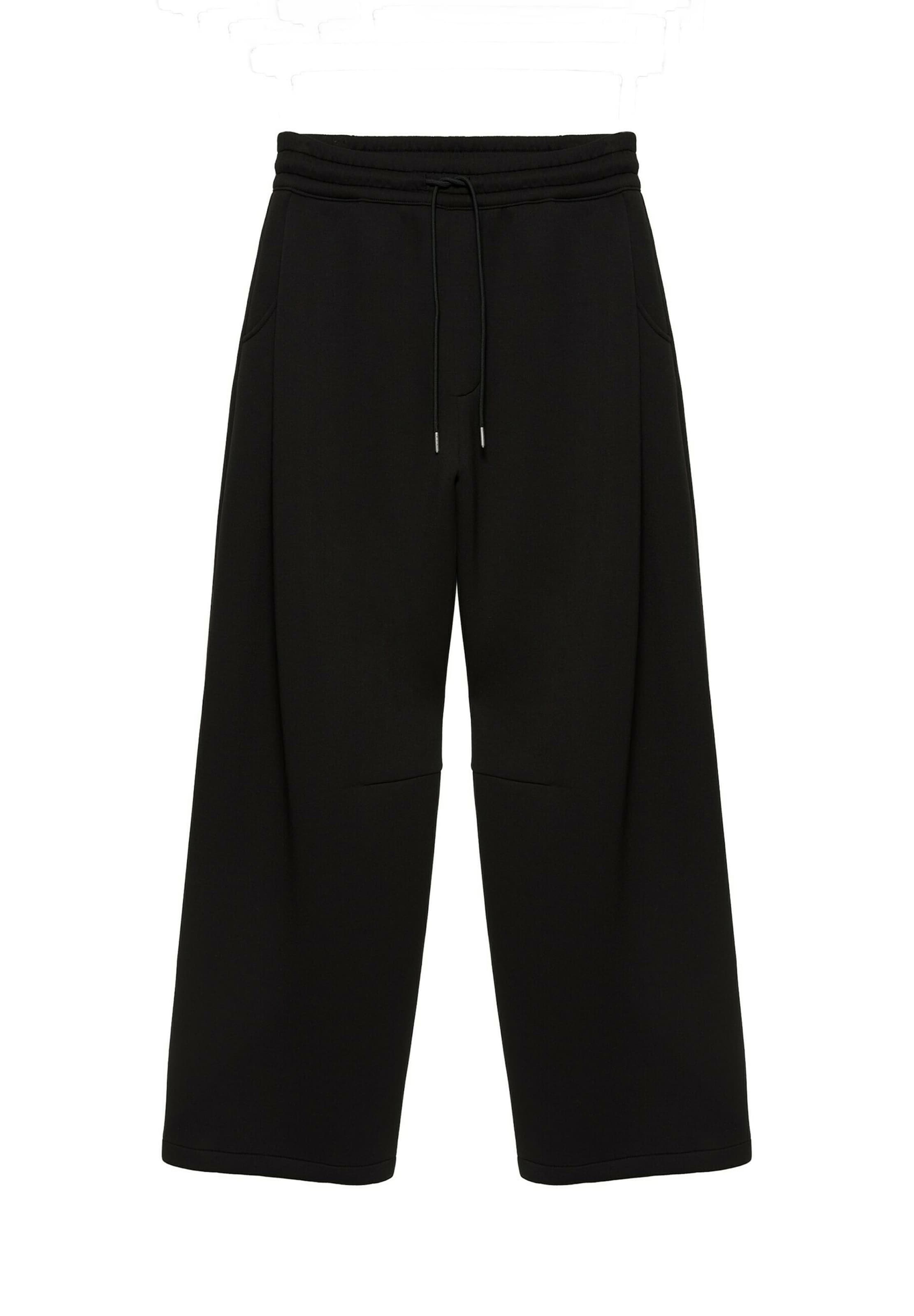 Pull&BearWide Leg/ Široke nogavice Hlače - crna boja: prednji dio