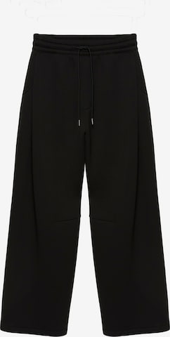 Pull&Bear Wide Leg Housut värissä musta: etupuoli