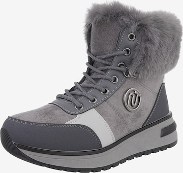 Ital-Design High Heels ' Plateaustiefeletten ' in Grau: Vorderseite