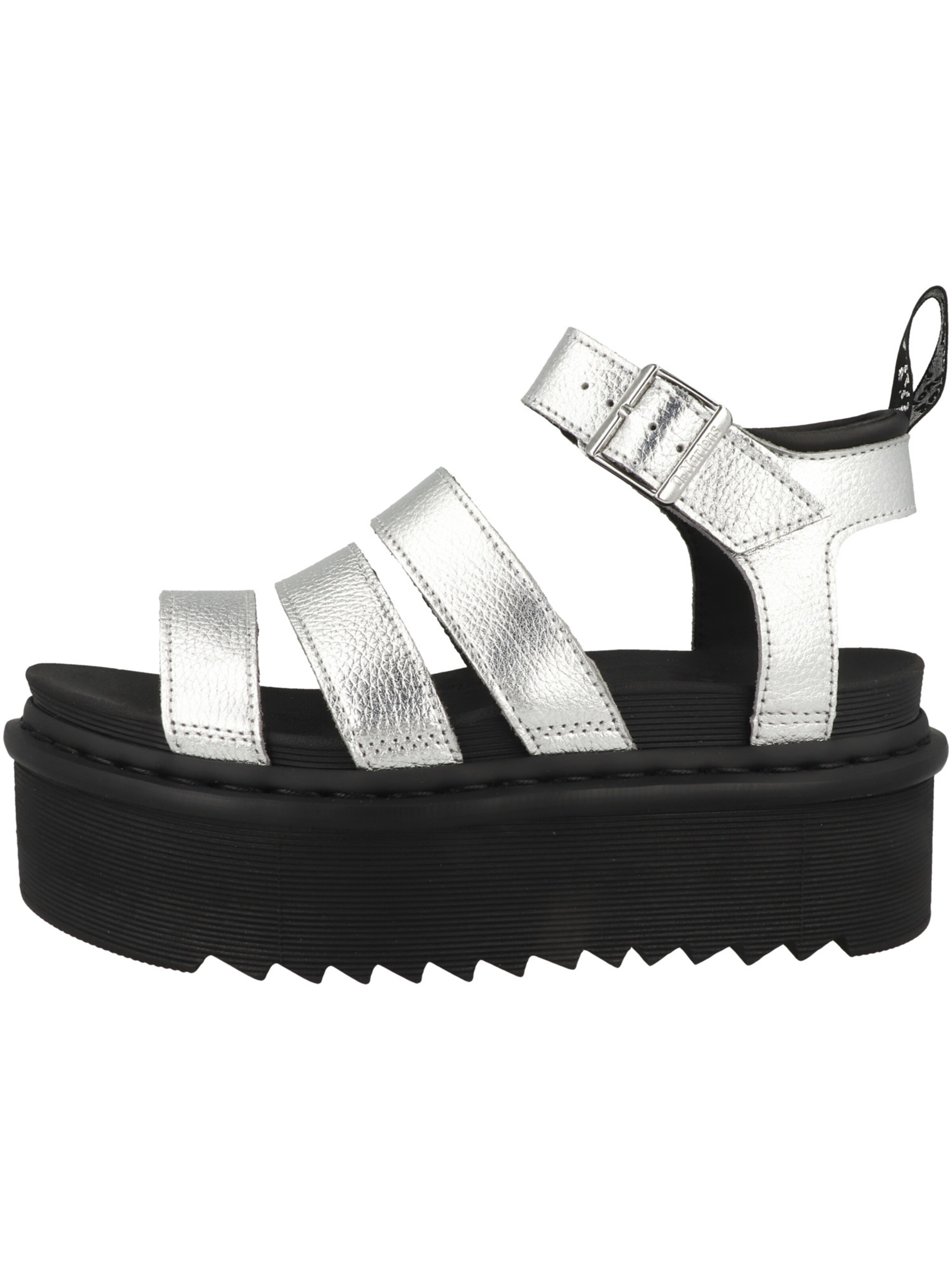 Sandalo con cinturino di Dr. Martens in argento: frontale