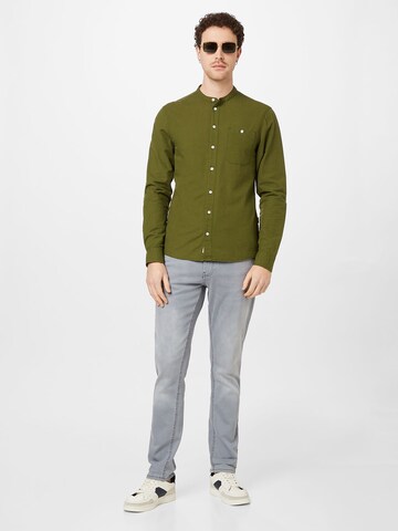 BLEND Slim fit Button Up Shirt 'SEA' in Green