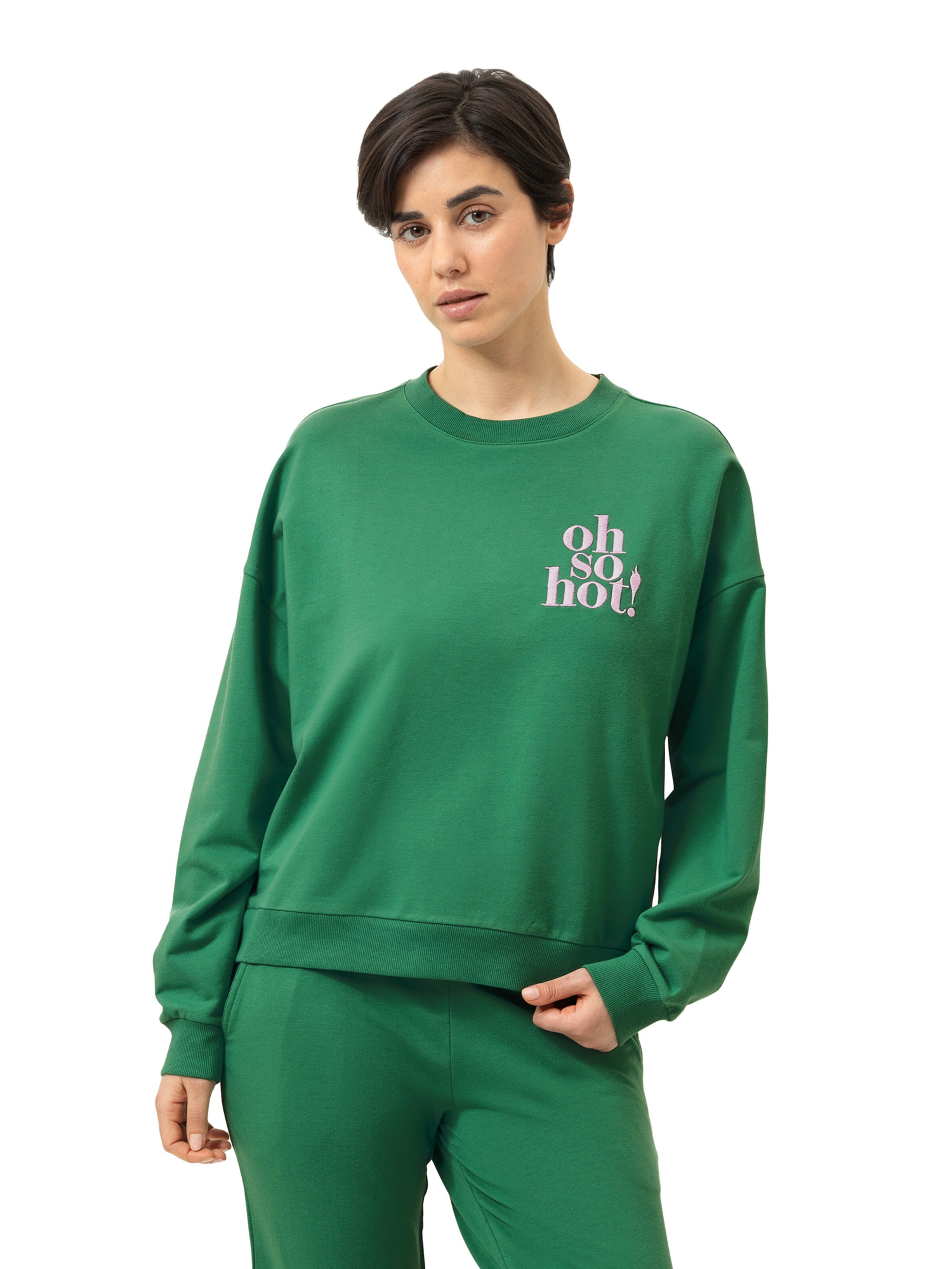 Sweat-shirt ' Serie Cozy Nights ' Mey en vert : devant
