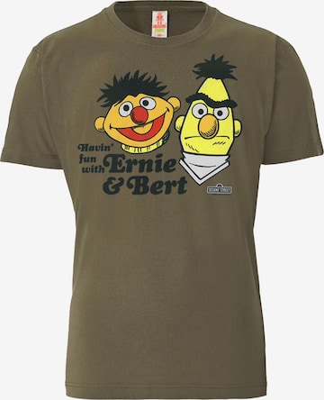 LOGOSHIRT Shirt 'Sesamstrasse - Ernie & Bert | Havin' Fun' in Green: front