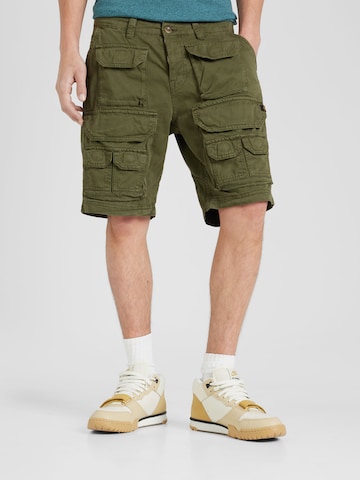 ALPHA INDUSTRIES - Regular Calças 'Battle' em verde: frente