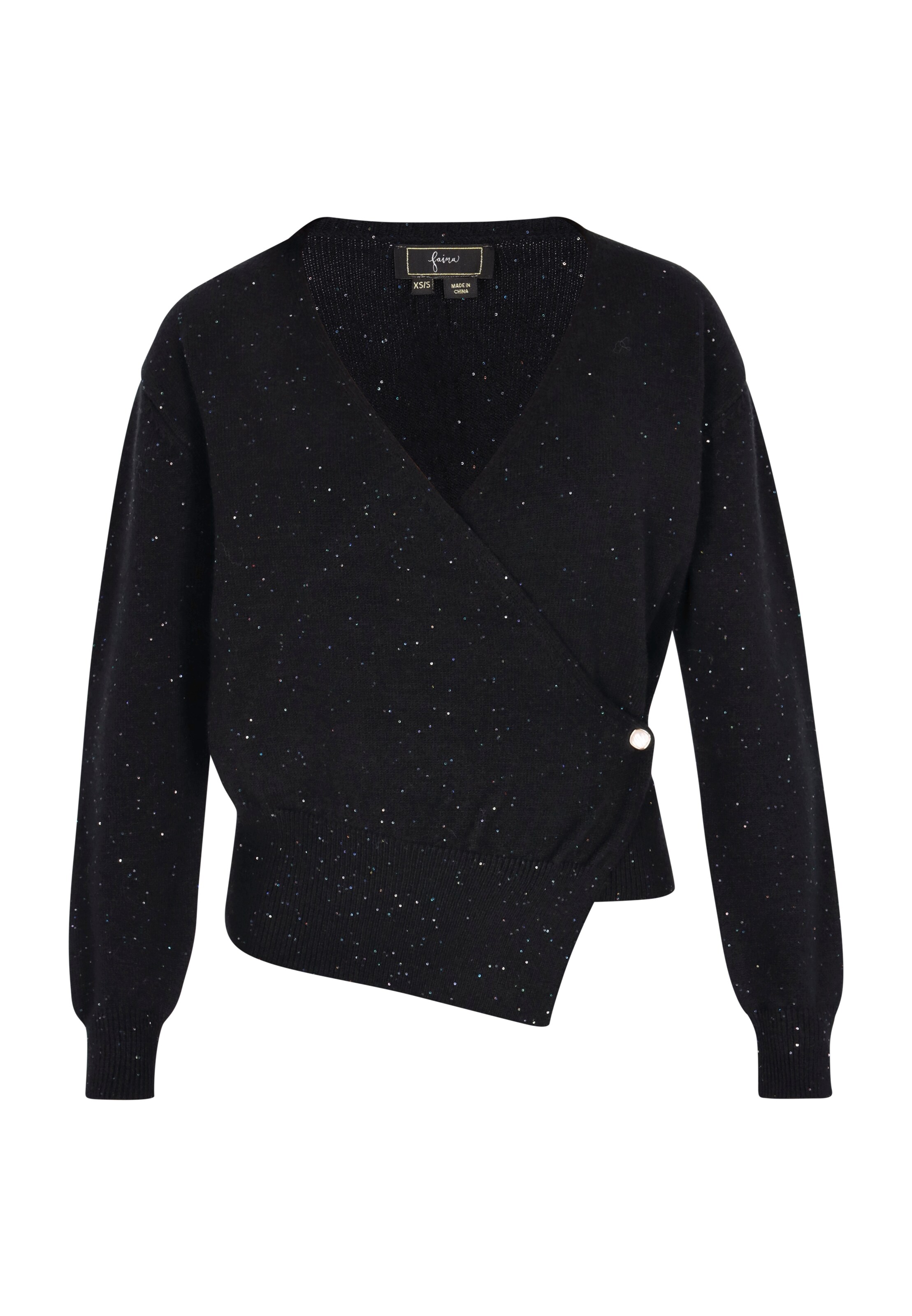 faina Gebreid vest in Zwart: voorkant