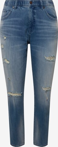 Ulla Popken Slimfit Jeans in Blauw: voorkant