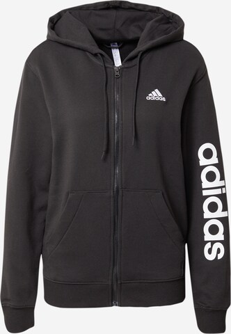 ADIDAS SPORTSWEAR Αθλητική ζακέτα φούτερ 'Essentials' σε μαύρο: μπροστά