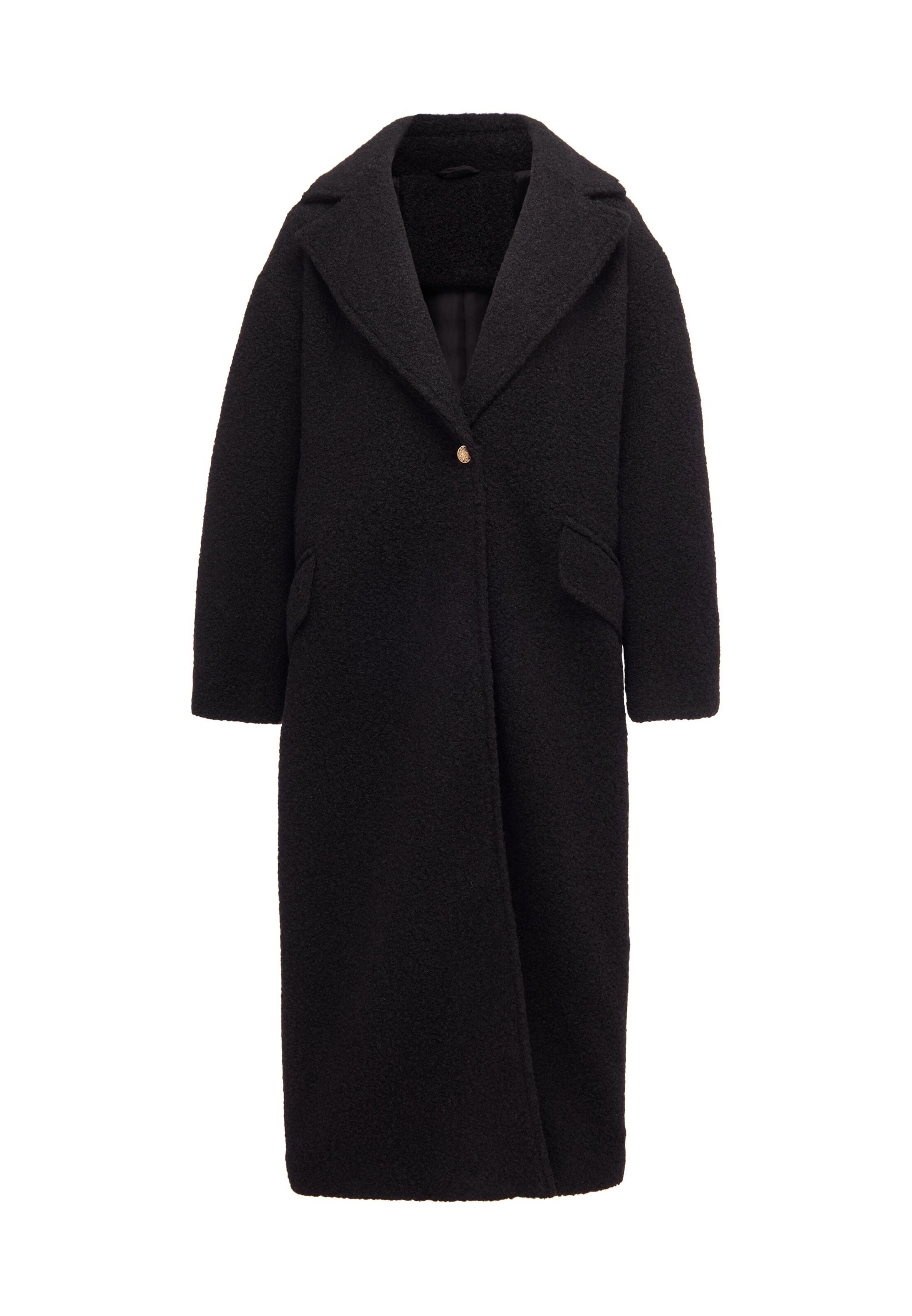 minya Between-seasons coat in Black: front