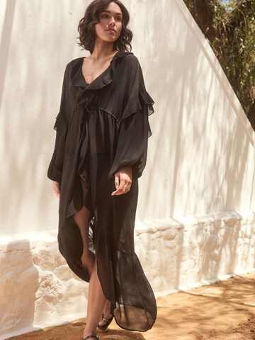 Next Beach dress 'gerüscht' in Black: front