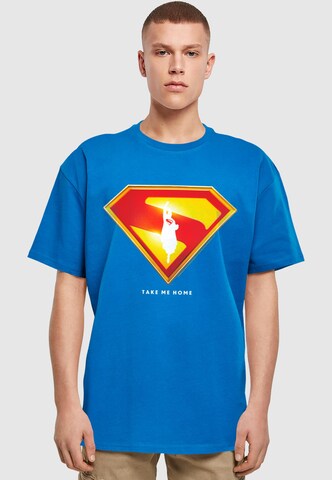ABSOLUTE CULT Shirt 'Superman Logo Take Me Home' in Blauw: voorkant