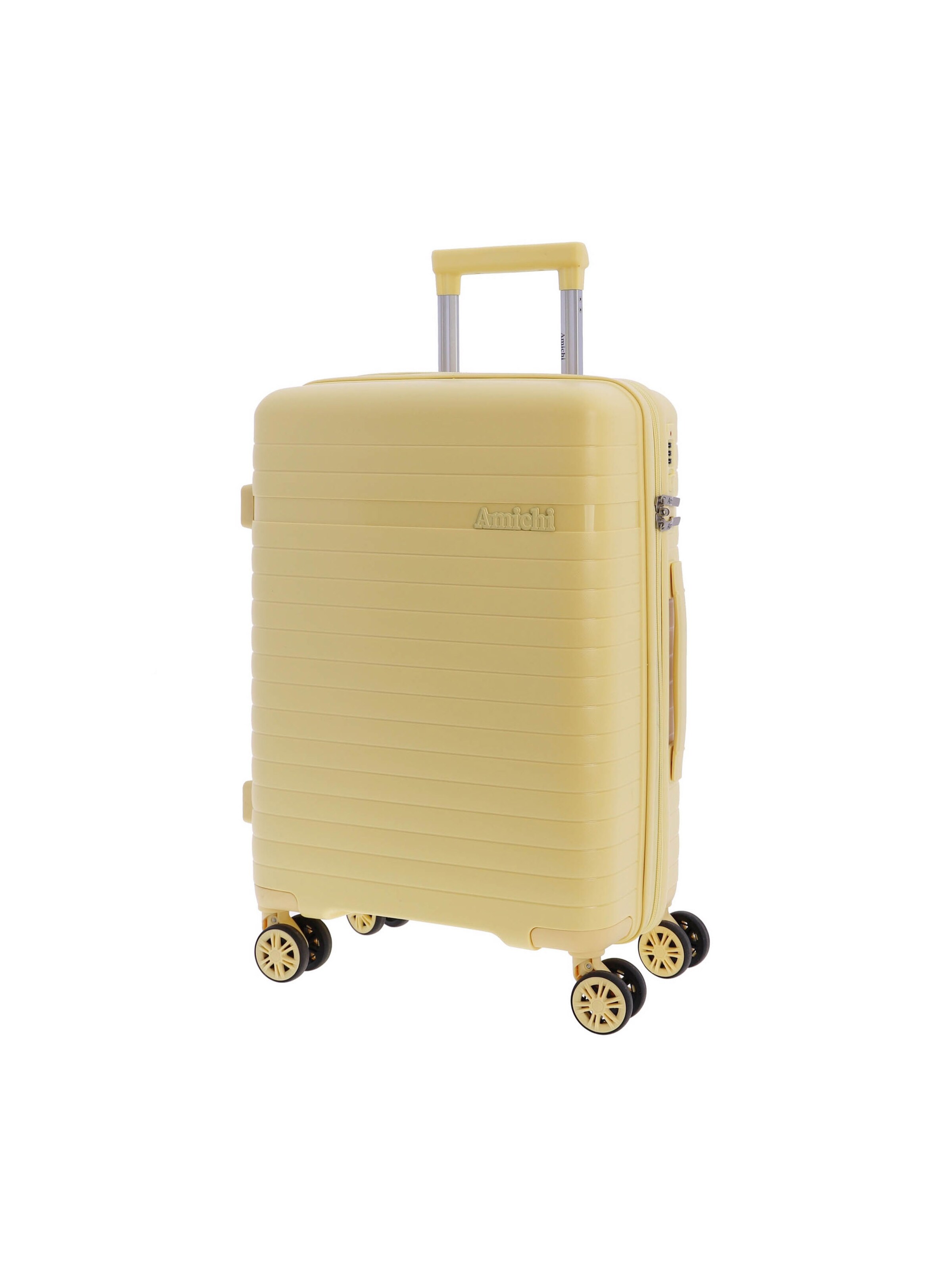 Amichi - Carrito 'AMICHI - Maleta Cabina 55x40x20- Maletas de Viaje - Maletas de Viaje Cabina Apta para Ryannair- Trolley Equipaje para Avion Resistente con 4 Ruedas de 360º y candado TSA' en amarillo: frente