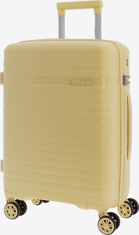 Amichi - Carrito 'AMICHI - Maleta Cabina 55x40x20- Maletas de Viaje - Maletas de Viaje Cabina Apta para Ryannair- Trolley Equipaje para Avion Resistente con 4 Ruedas de 360º y candado TSA' en amarillo: frente
