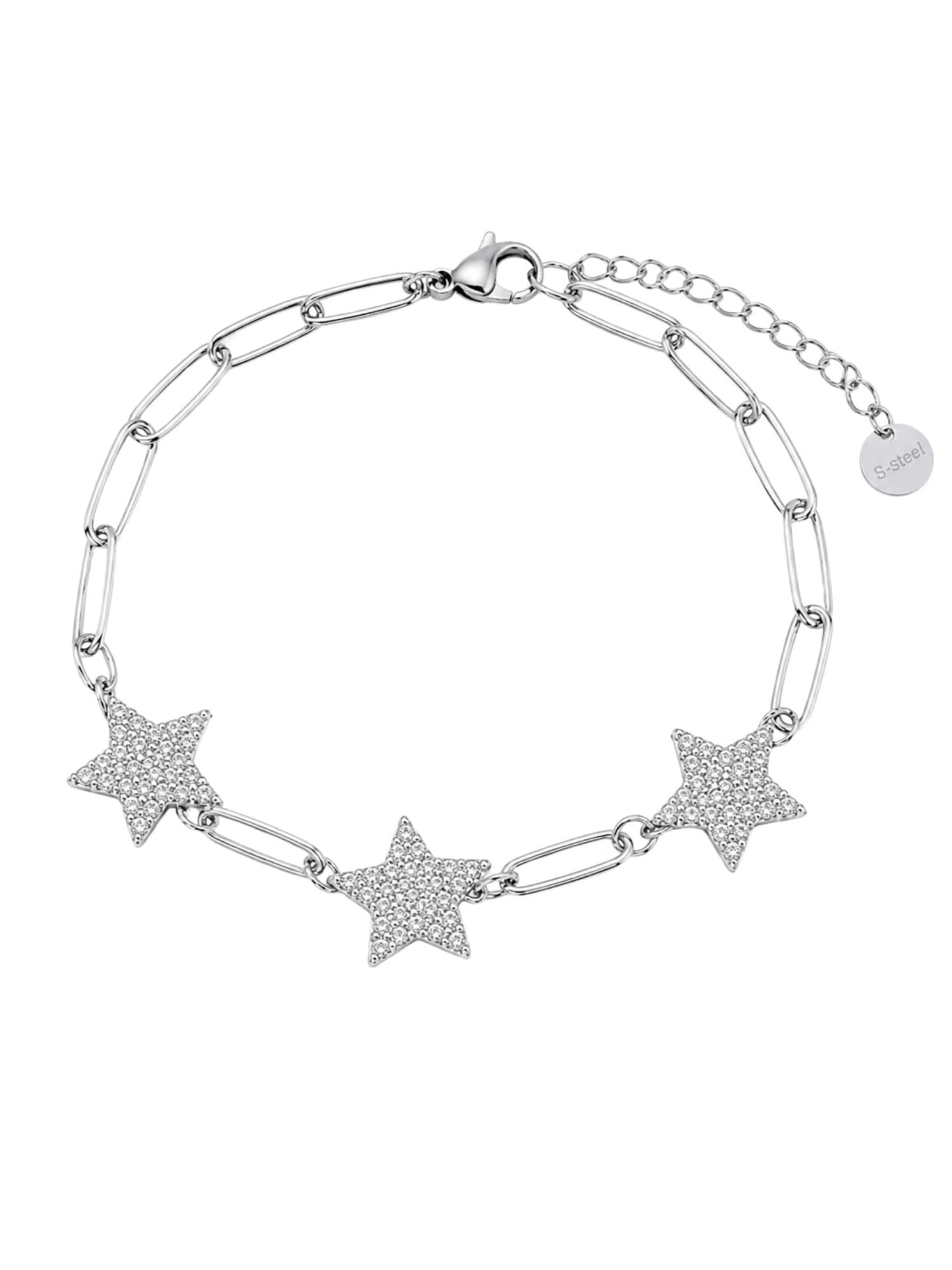 Brise Armband 'Sterne mit Strass' in Zilver: voorkant