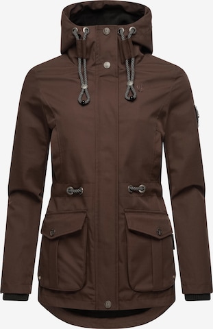 MARIKOO Between-seasons parka 'Babetaa' in Brown: front