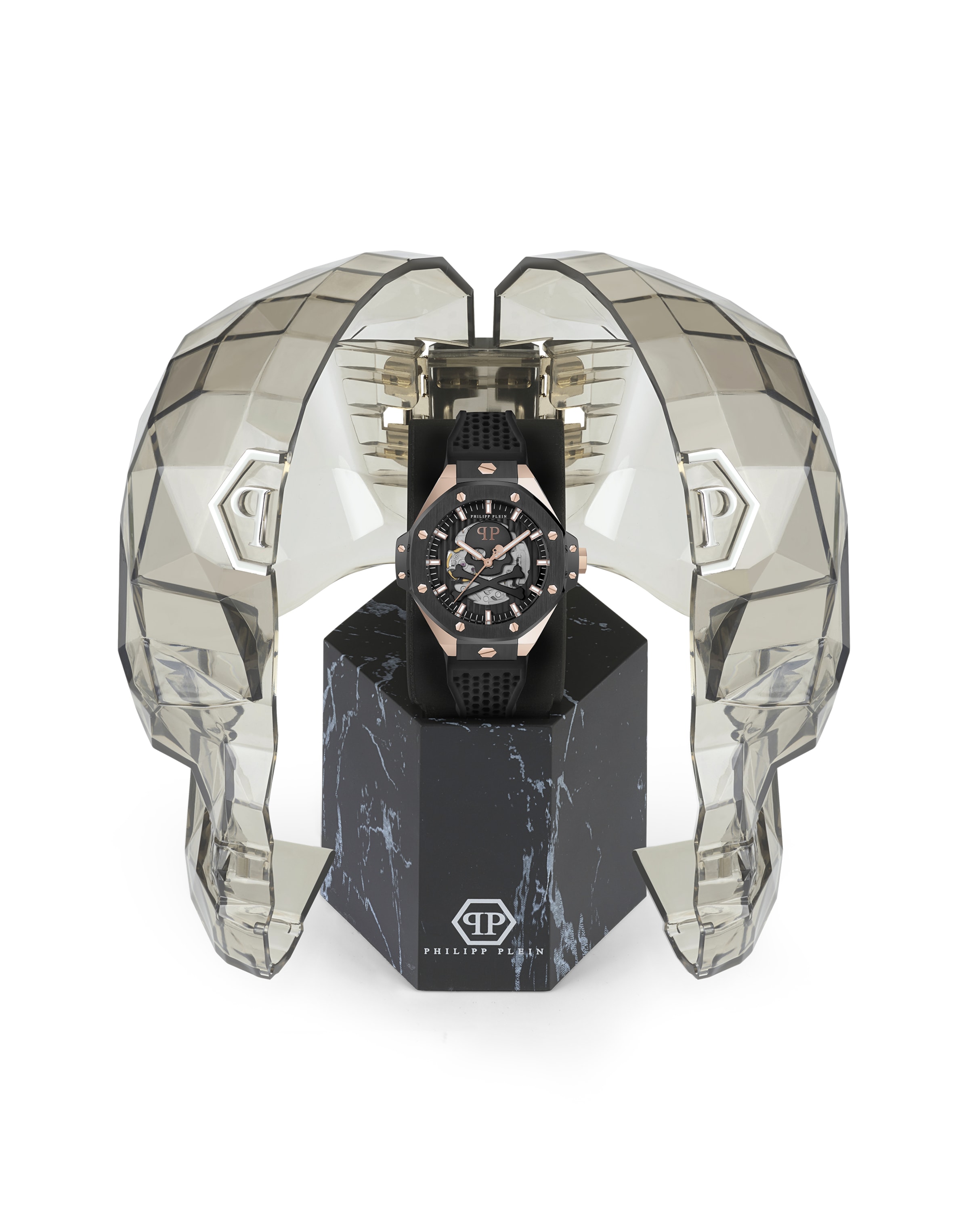 Philipp Plein Uhr 'Skeleton Royal' in Schwarz