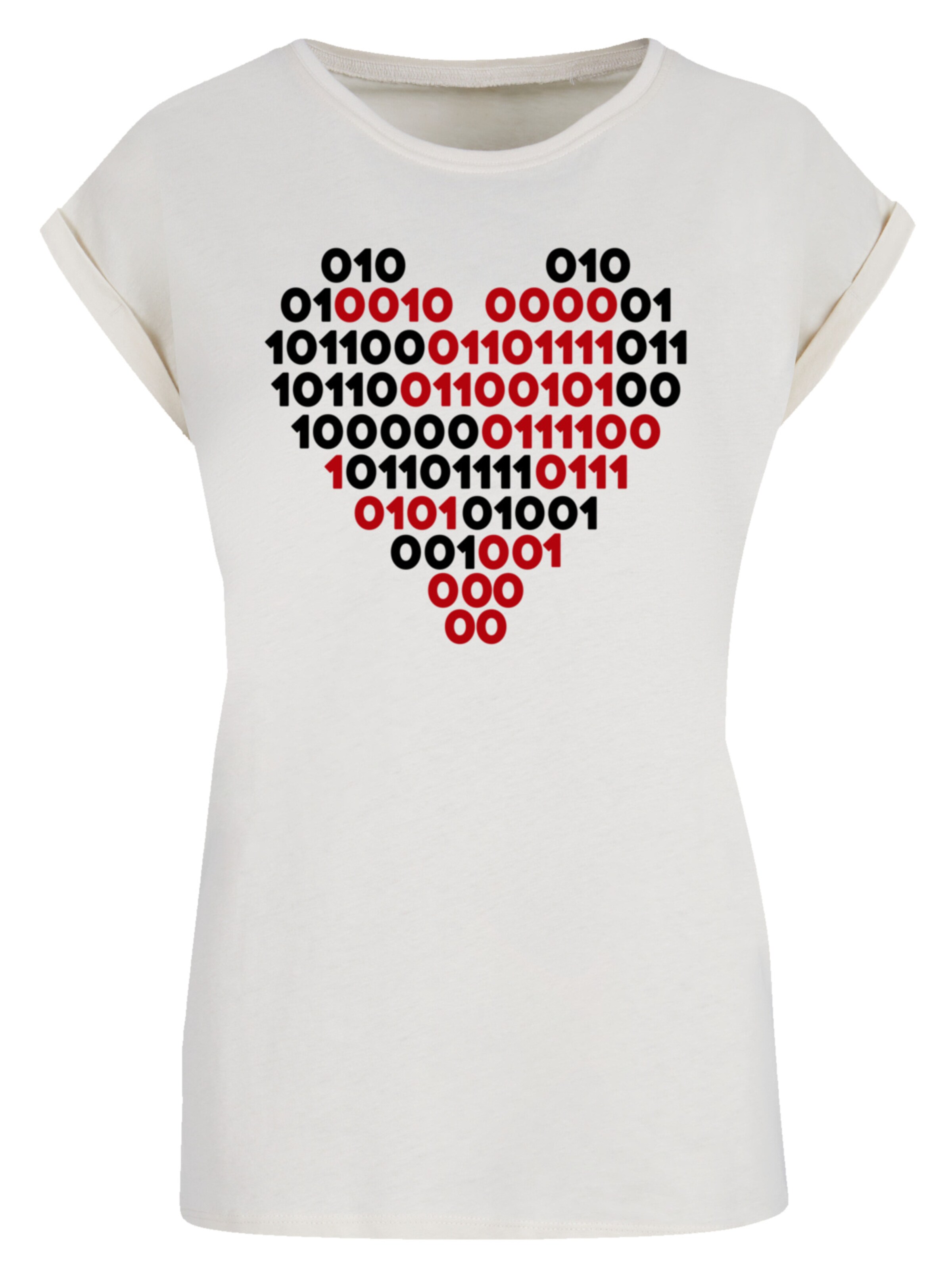 F4NT4STIC Shirt 'I love you 01001001 Binary Code Herz  Valentinstag' in Beige: front