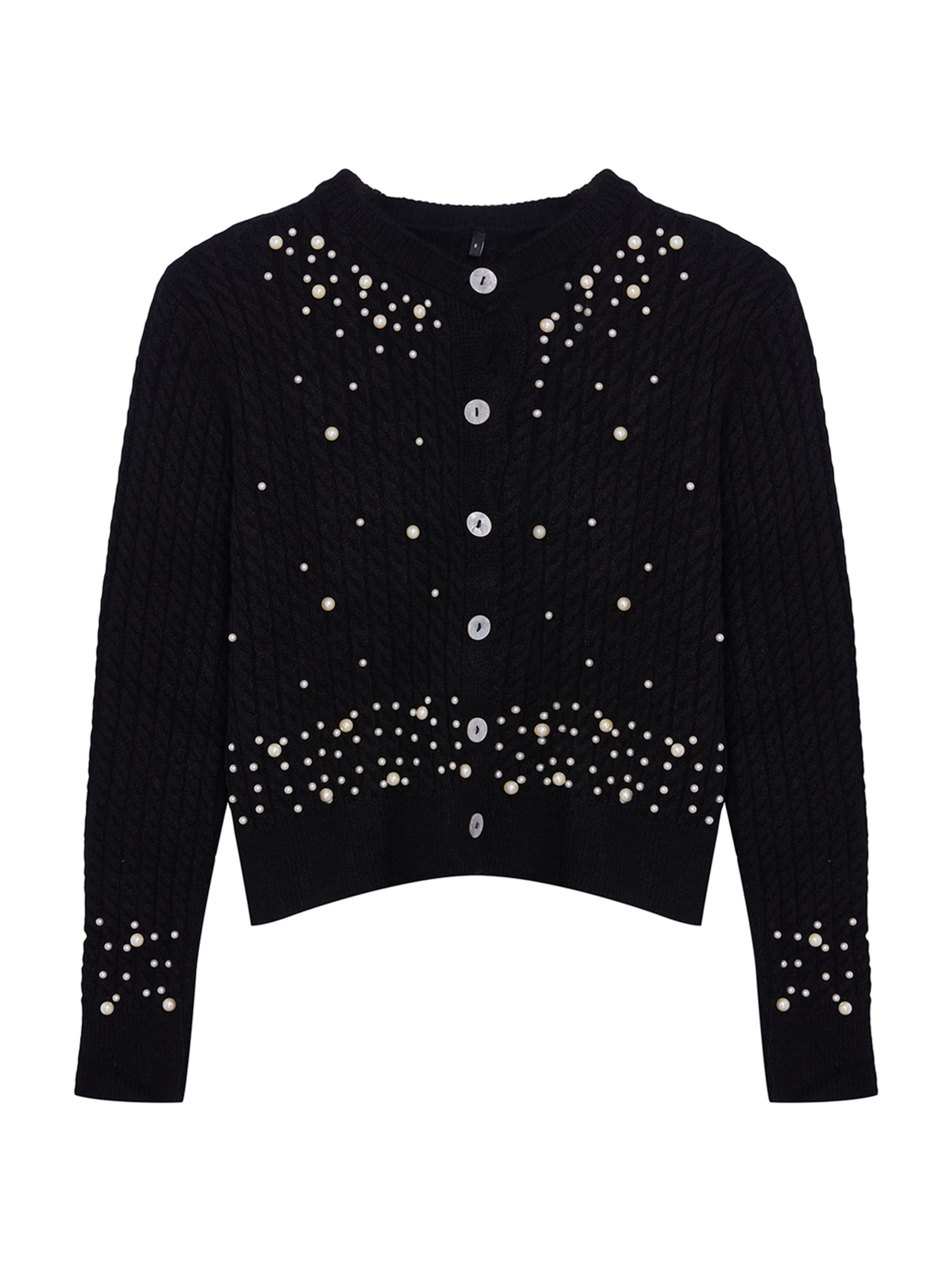 Trendyol Πλεκτή ζακέτα σε μαύρο: μπροστά