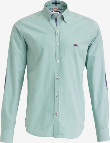 The Surfcar Button Up Shirt in Green: front