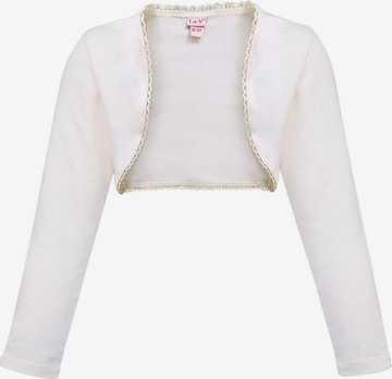 La V Bodywarmer 'Bolero met kant kraag' in Beige: voorkant