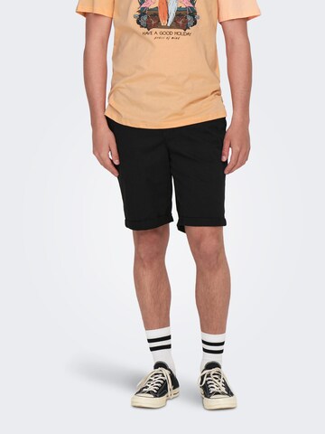 Regular Pantalon chino 'ONSPeter' Only & Sons en noir : devant