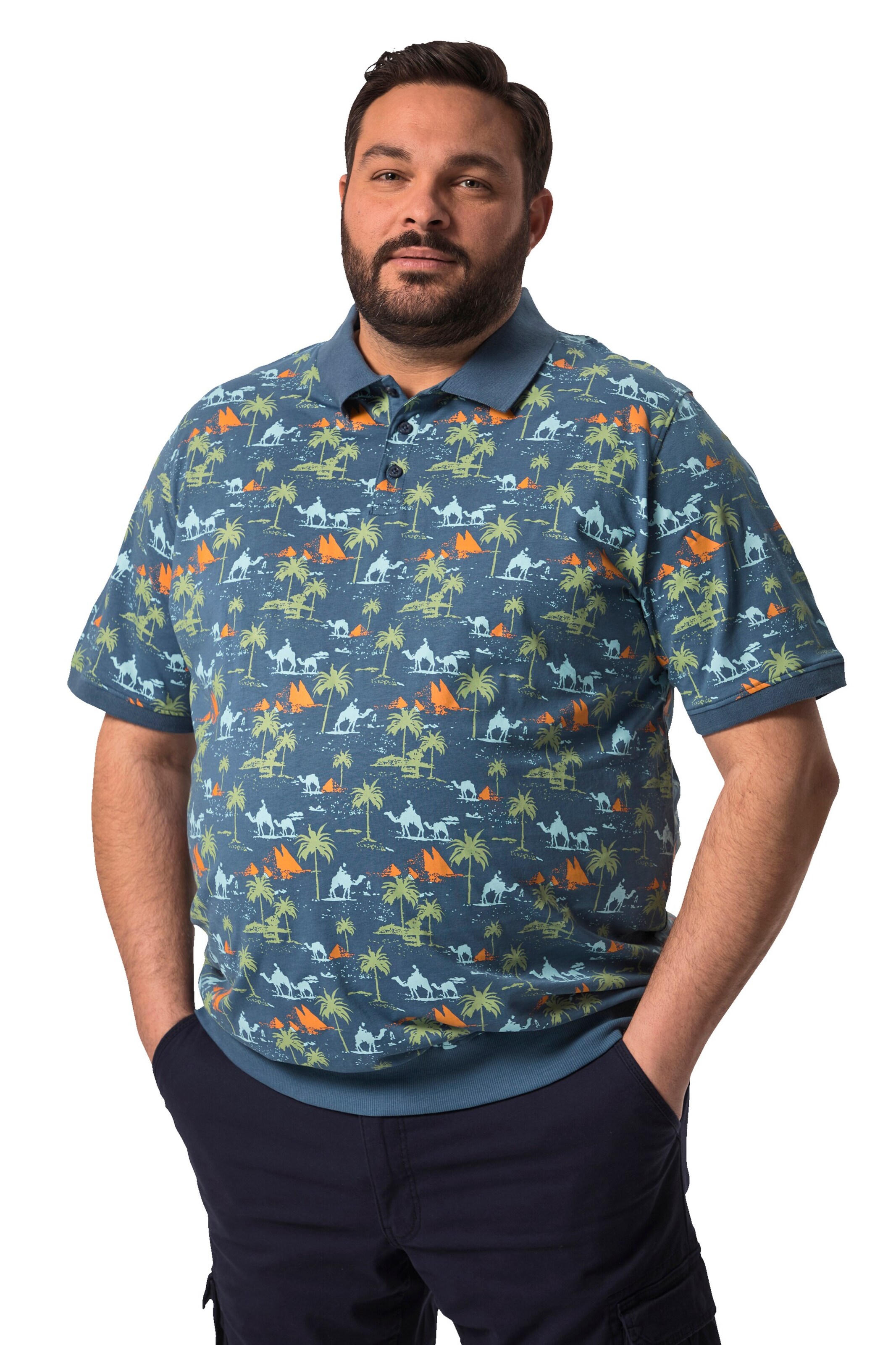 Men Plus Shirt in Blauw: voorkant